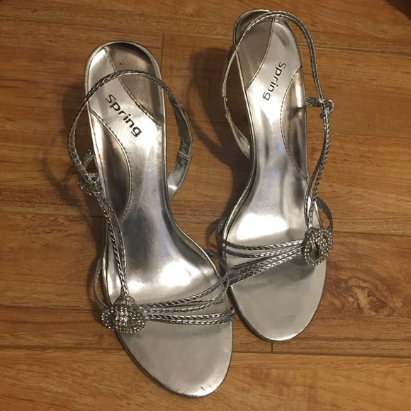 Call It Spring Silver Strappy 3.5” Heels - Picture 5 of 11